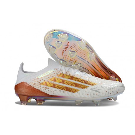 New adidas F50 Elite FG Football Cleats White Gold