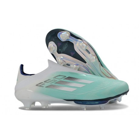 New adidas F50+ FG Laceless Football Boots Green White Silver