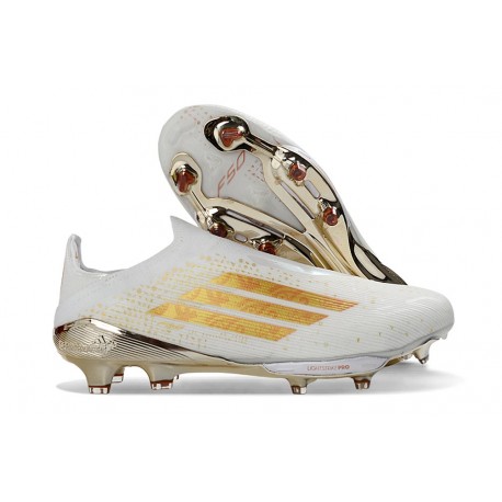 New adidas F50+ FG Laceless Football Boots White Golden