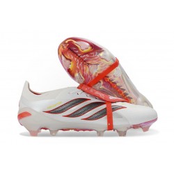 adidas Predator 26 Elite Tongue FG Boots White Red Black