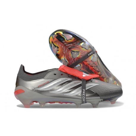 adidas Predator 26 Elite Tongue FG Boots Iron Met. Ftwr White Lucid Red