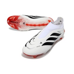 adidas Predator 26 Laceless Elite FG Firm Ground Shoes White Black Red