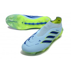 adidas Predator 26 Laceless Elite FG Crystal Sky Ray Blue Team Solar Yellow