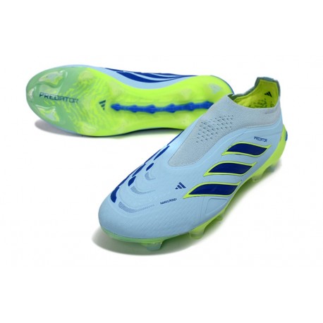 adidas Predator 26 Laceless Elite FG Crystal Sky Ray Blue Team Solar Yellow