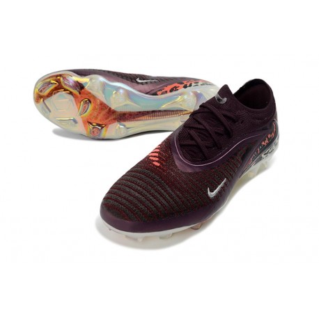 Nike Phantom 6 Low Elite FG Soccer Cleat Burgundy Crush Univ Red Fossil