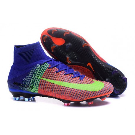 orange and blue soccer cleats