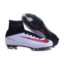 New Top Nike Mercurial Superfly V FG Soccer Cleat White Red