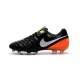 New 2016 Nike Tiempo Legend 6 FG Leather Football Cleats Black White Orange