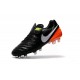 New 2016 Nike Tiempo Legend 6 FG Leather Football Cleats Black White Orange