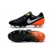 New 2016 Nike Tiempo Legend 6 FG Leather Football Cleats Black White Orange