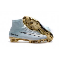 Nike Mercurial Superfly V CR7 Vitórias FG Firm Ground Boot White Gold