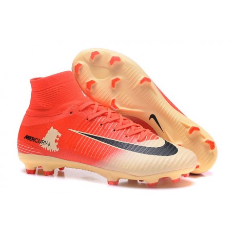 Nike Mercurial Superfly V FG Mens Firm Ground Cleats Red Golden Black