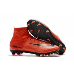 Nike Mercurial Superfly V FG Mens Firm Ground Cleats Red Black