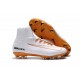 Nike High Top Mercurial Superfly V FG Soccer Cleat - White Orange