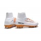Nike High Top Mercurial Superfly V FG Soccer Cleat - White Orange