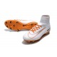 Nike High Top Mercurial Superfly V FG Soccer Cleat - White Orange