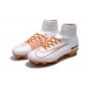 Nike High Top Mercurial Superfly V FG Soccer Cleat - White Orange
