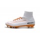 Nike High Top Mercurial Superfly V FG Soccer Cleat - White Orange
