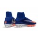 Nike High Top Mercurial Superfly V FG Soccer Cleat - Blue Orange