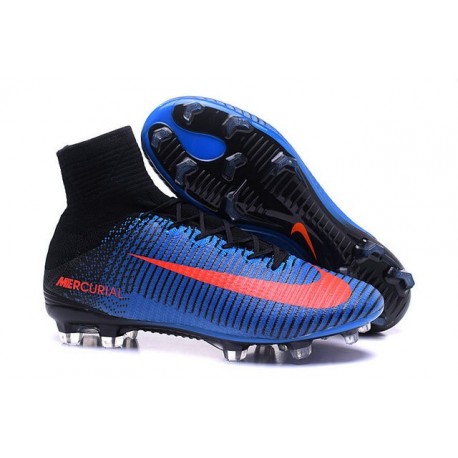 New 2016 Nike Mercurial Superfly V FG Speed Soccer Cleats Blue Red Black