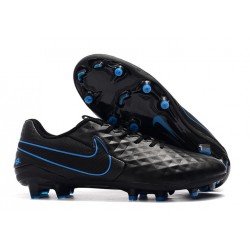 New 2016 Nike Tiempo Legend 6 FG Leather Football Cleats Black Blue
