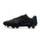 New 2016 Nike Tiempo Legend 6 FG Leather Football Cleats Black Blue